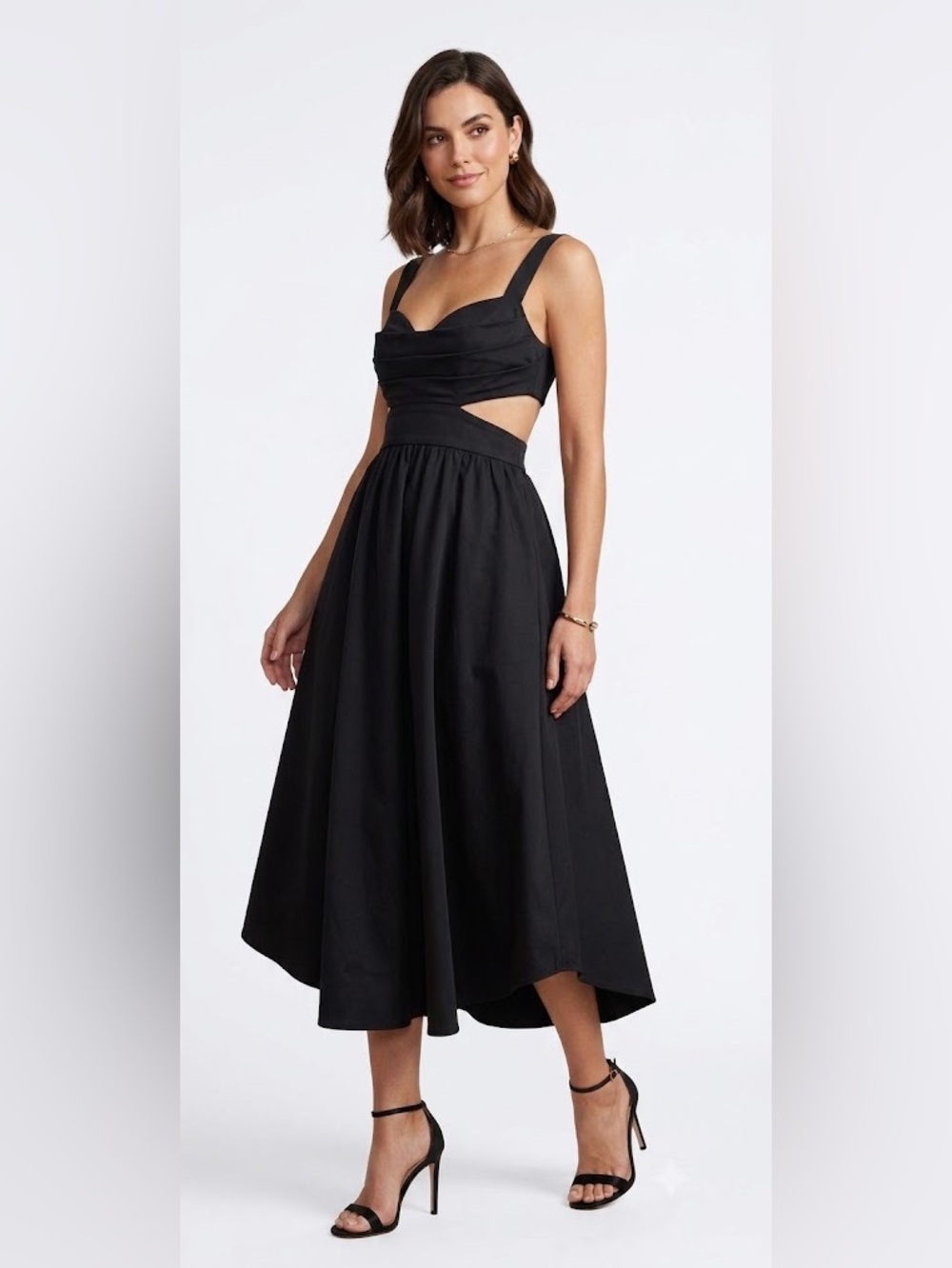 Keepsake NWT Black Cut Out Midi Dress LBD little Black Dress Size 8